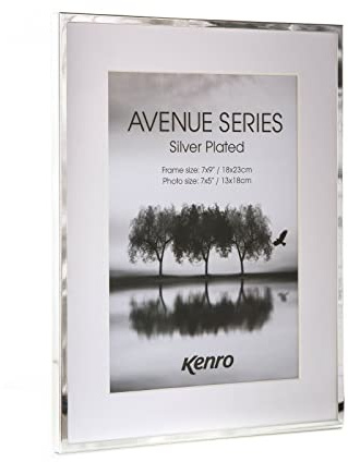 Kenro Avenue Silver Plated Photo Frame 9x7 Inch / 23x18cm with White Mat for Photo 7x5 Inch / 13x18cm – AVE1318S