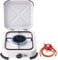 NJ-01 Camping Gas Stove - Portable Single Burner Gas Cooker Hob with Lid for Outdoor LPG 2.2 kW (Propane 37mbar Screw-on)