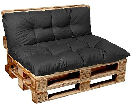 Garden Factory Palettenkissen Palettenauflagen Palettenpolster Sitzkissen, Rückenlehne oder Set, Gesteppt (Eckkissen 60x50, Anthrazit)