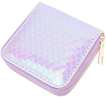 Porte-monnaie sirène irisé pour fille, violet, 11 x 11 cm, Porte-monnaie