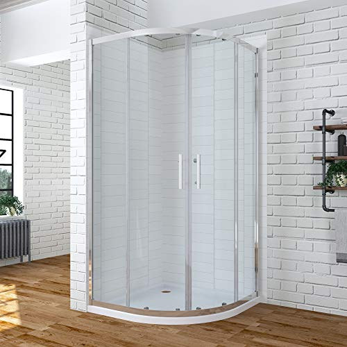 AQUABATOS® 80x80 x 185 cm Duschkabine Viertelkreis mit Einfaches Rollen Befestigungssystem Schiebetüren Runddusche Duschwand Glas Rund Dusche Schiebetür halbrund aus 6mm ESG Sicherheitsglas