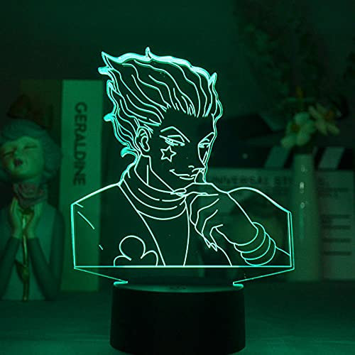 Lámpara de ilusión 3D Luz de noche LED Lámpara mesa linda Cargador USB Hunter Hunter Hasoka Decoración Ventiladores D Anime Favarite Regalo Habitación infantil Niño Niña Regalo Cumpleaños Vacaciones