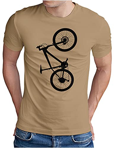 OM3® Hardtail Mountain Bike T-Shirt | Homme | Vélo VTT Bicycle Biking | S à 5XL, kaki, M