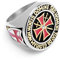 Schmuck-Checker Templer Ring aus 316L Edelstahl Kreuzritter Siegelring teilweise vergoldet mit rotem Tatzenkreuz Schwerter und Zirkon Stein (65 (20,6 mm Ø))