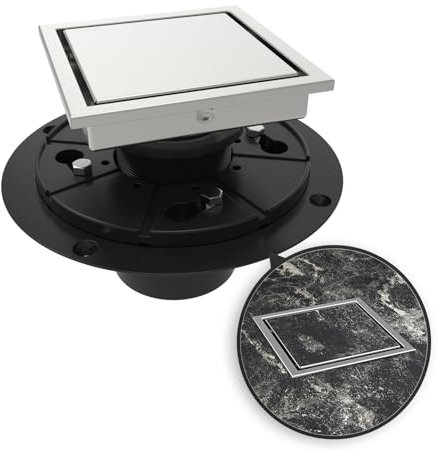 WEBANG Siphon de Douche carré de 10,2 cm avec Bride réversible 2 en 1, Grille Amovible en Acier Inoxydable SUS304 certifié CUPC brossé