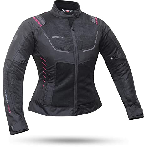 DEGEND LADY BREEZE Rose | Veste Moto d'Été Femme | Vestes de Moto Imperméable avec Protections des Épaules et des Coudes - Equipement légère et Coupe-Vent | Homologuée CE - Equipement Moto Taille M
