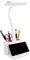 Lampe de Bureau LED 5W, 3 Modes d’éclairage et 3 Luminosité Réglable, USB Lampe de Bureau pour Enfants Rechargeable, Col de Cygne Flexible, Avec Porte-Stylo et Support pour Téléphone Portable, Blanc