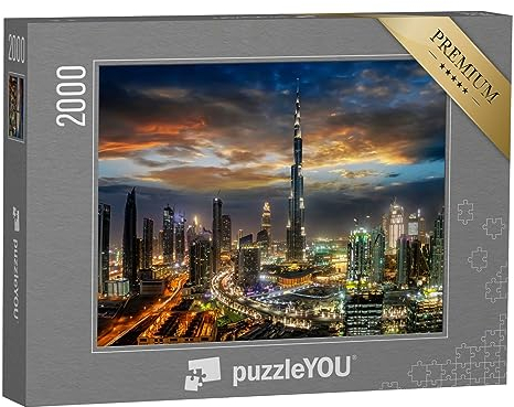 puzzleYOU: Puzzle 2000 Teile „Dubai Business Bay bei Nacht“ – aus der Puzzle-Kollektion Arabien, Aus Aller Welt