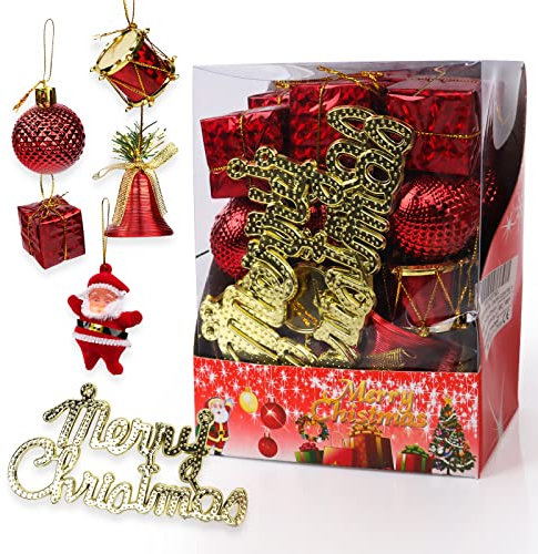 Gxhong Bolas de Navidad, Juego de Adornos de Bolas de Navidad, Decoracion para arbol de Navidad Bolas de Navidad, para Decorar el arbol de Navidad, Rojo