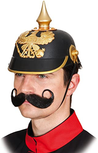 Krause & Sohn Preußische Pickelhaube KW 60 cm Preußen Helm für Herren Kostüm-Zubehör schwarz-gold Militär-Helm Kaiser Wilhelm