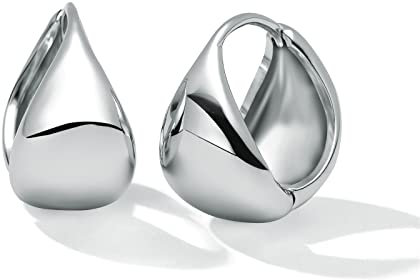 HUGE TOMATO Chunky Gold Hoop Ohrringe Silber für Frauen - Minimalistischer Schmuck Geschenk (Sliver Glossy)
