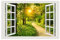 3D Sunset Forest Fake Window Wall Stickers Vinilos de Pared de Paisaje Natural Cartel de Ventana Falsa Mural de Pared de árboles Verdes extraíbles para Sala de Estar, Dormitorio, Oficina,90x60cm
