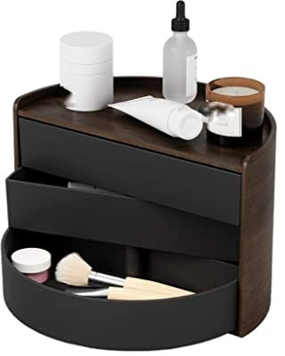 Uhrenkasten Uhrenbox Uhrenschatulle Aufbewahrungsbox for Ohrringe, Halsketten, Uhren, Halbkreis Aus Holz, 180 Grad 3 Drehbare Schmuck-Aufbewahrungsbox Uhren Aufbewahrungsbox Uhrenetui ( Color : Walnut