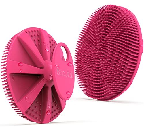 Silicone Body Scrubber, BEAUTAIL Shower Bath Scrubber, More Hygienic Than Traditional Loofah, Lather Nicely, Long Lasting, Gentle Exfoliating Brush for Women Men Baby Sensitive Skin, 1 Pack, Rose
