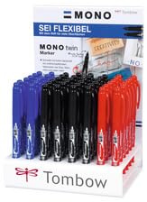 MONO TWIN - Präsentationsständer mit 48 Permanentmarkern mit doppelter feiner und dicker Spitze (24 x OS-TME33; 12 x OS-TME25; 12 x OS-TME15)