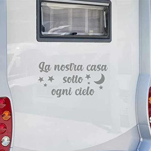 Kit 1 Adesivo stickers per camper CASA STELLE CIELO NOTTE -caravan roulotte- accessori decal scegli colore cod.1826 (074 GRIGIO MEDIO, cm 40 x 20)