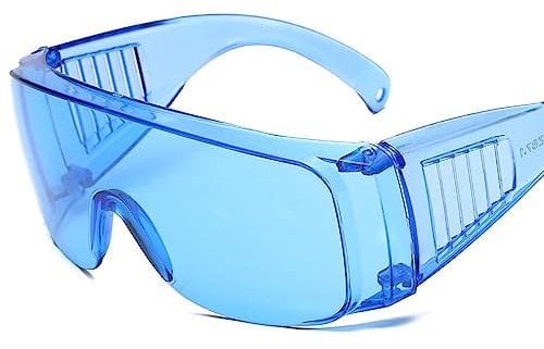 Safety Glasses Tinted Over Spectacles Goggles Protective Eyewear Frame with Anti-Scratch Lens, DIY Work Eye Protection - Blue