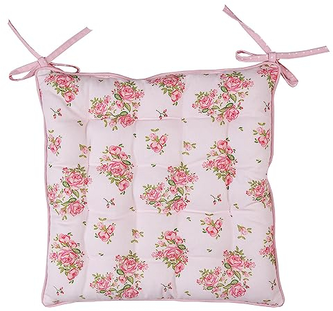 Clayre & Eef Stuhlkissen Schaumstoff 40x40x4 cm Rosa Baumwolle Rosen