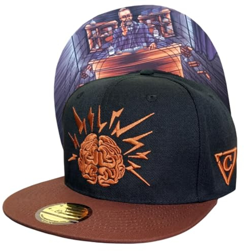 Capiche [99+ Designs] Schwarzer Snapback Hut für Männer, Nobel, Mastermind, Gehirn Hut, Braun und Schwarze Baseballkappe, Dynamit Erfinder, Nobelpreis, Explosion, Running Cap