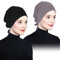 Hijab Kopftuch,Damen Frauen Undercap Hijab Unterschal Hijab Islamische Muslimische Unterschal Hijab Closure Solid Color Unter Schal Hijab Kopfbedeckung Chemo Kopftuch Schlafmütze (schwarz+dunkelgrau)