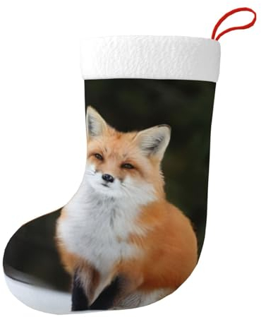 OPSREY Lustiger Fuchs gedruckt Weihnachtsstrumpf Weihnachtsbaum Dekoration Weihnachten Hängende Tasche