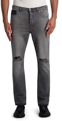 KARL LAGERFELD Herren Leather Pocket Light Wash Denim Pant Jeans, GRAU, 48