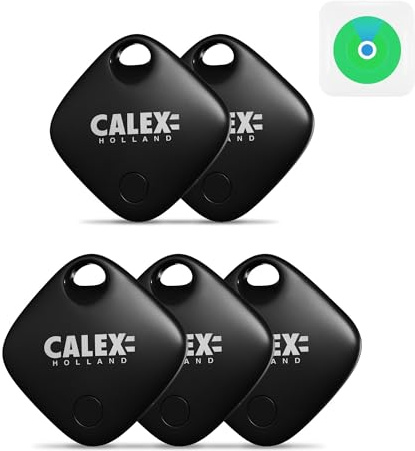 Calex Smart Tag, 5er Set, kompatibel mit Apple Wo ist? app, Schlüsselfinder, Bluetooth Tracker inklusive Tonbenachrichtigung bei Suchfunktion