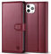 Kuafcase Compatible for iPhone 12 Pro Max Case with 4 Card Slots Magnetic Closure Kickstand Shockproof Protective Phone Case Compatible for iPhone 12 Pro Max - Wine Red