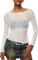 HAWILAND Women Y2K Mesh Sheer Long Sleeve Crop Tops See Through Slim Fit Ruched Blouse T Shirt Music Festival Clubwear White L