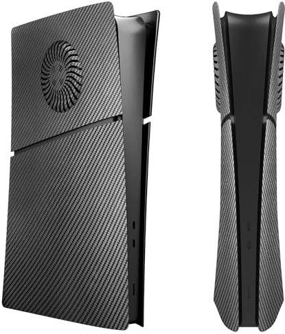 Slim Digital Edition Cover Plates with Cooling Vents for New PS5 Slim Console, Shell Panels Compatible with New PlayStation 5 Slim Accessories Protective Replacement Faceplate (Carbon Fiber Black)