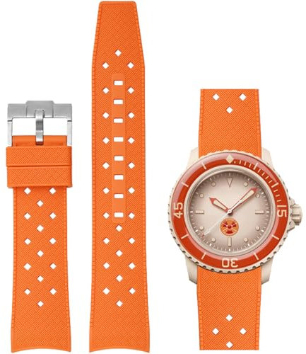 Niziruoup Uhrenarmbander für Blancpain X Swatch Fifty Fathoms, Tropischer Stil Silikon Kautschuk Armband Gebogenes Ende Weiches Silikonkautschuk Ersatzband 22mm mit Werkzeug entfernen