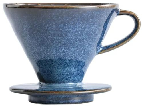 gifthub Pour-over Coffee Filter Cup Filter Cup Ceramic Spiral Vintage Kiln Conical Drip Filter Cup Filter Cup,Ceramic Pour Over Coffee Dripper,Easy Manual Brew Maker(blue), White