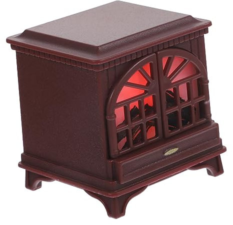 Vaguelly Miniatur Kamin Modell Mit Beleuchtung Puppenhaus Zubehör Für Gemütliche Wohnräume Deko Für Minihäuser Warmes Schaffen Rotbraun Detailreich Und Lebendig