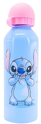 Disney Stitch et Angel Bouteille Réutilisable, Gourde D'eau Design en Aluminium Durable pour Filles, Bouteille de Voyage pour Enfants, Capacité 500 ML | Bleu