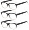 Suertree Lesebrille 3 Pack Leicht Leser Scharnier Augenoptik Brille Lesehilfe für Damen Herren Transparent Brillenrahmen 2.5X