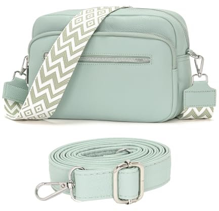 RQJZ 25x20cm sac bandouliere femme sac a main femmes sacs bandoulière femme cuir végétalien Avec une large ceinture et Compartiment multiplié Vert