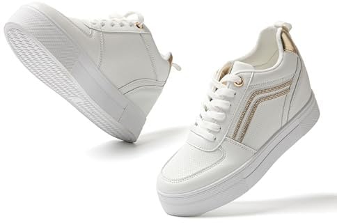 JOMIX Sneakers Donna Casual Scarpe da Ginnastica Donna Casual Sportiva Scarpe Fitness in Pelle Sintetica MD9550-10 (Oro, 38)