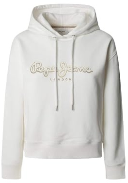 Pepe Jeans Damen Maddy Hoodie Sweatshirt, Weiß (weißer Mousse), M