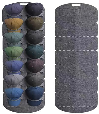Lunaanda Baseball Kappen Halterung, Baseball Aufbewahrung für die Tür Cap Halterung Wand, Faltbarer Baseball Kappenhalter Organizer Huthalter zur Aufbewahrung/Präsentation Baseballmützen (14 Taschen)