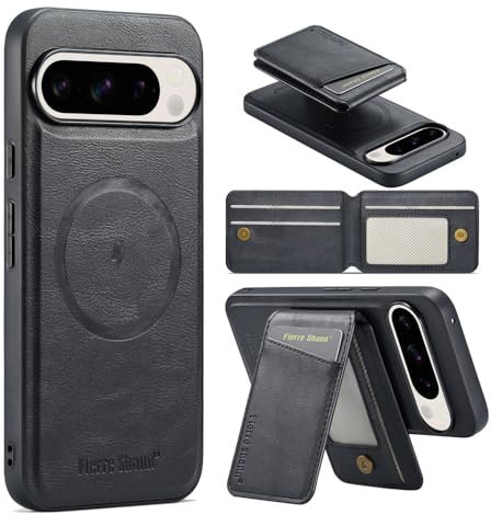 Altartar Magnetisch Handyhülle für Google Pixel 8 Pro Hülle mit Kartenfach,Magnetischer Wallet kreditkartenetui mit Ständer Leder Stoßfest Klapphülle Schutzhülle für Google Pixel 8 Pro-Schwarz