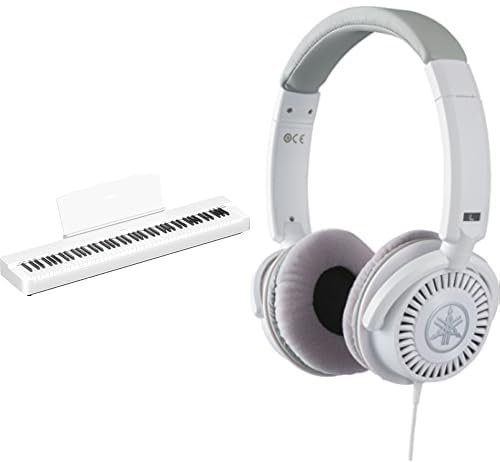 Yamaha Piano digital P-225, blanco: piano digital ligero y portátil con auriculares HPH-150