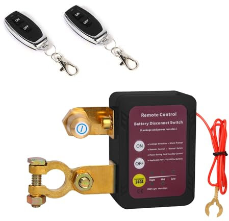 Desconectador De Bateria Coche 12V 240A, Negro Interruptor Cortacorrientes Bateria Coche con Control Remoto,Corta Corriente Bateria para ATV,Barco,Automóviles,RV,Camión