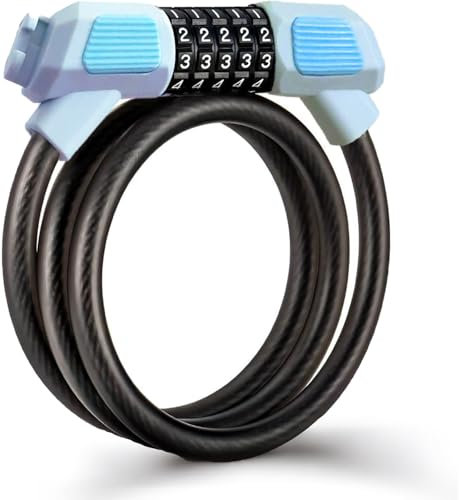 Fenxyo Bike Locks Heavy Duty, Lightweight Bicycle Cable Lock with Code 120cm, High Security Passcode Unlock, Waterproof/Scratch-Resistant/Resettable Combination Lock Ideal for Gift/Mountain Bike/Moto
