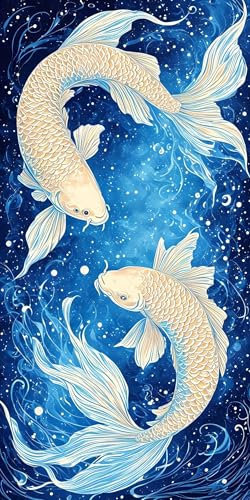 Lionhai Diamant Painting Bilder Fische Diamond Painting Set, Diamond Painting Erwachsene Klein 40x80cm Diamant Art Kinder Bastelset Painting Bilder für Aesthetic Room Deko Schlafzimmer L-361