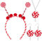 Yezmo 4PCS Lollipop Kostüm, Zuckerstange Kostüm Zubehör Mit Lollipop Haarreif Haarschmuck Lollipop Ohrringe Halskette Für Bonbon Kostüm Fasching Karneval