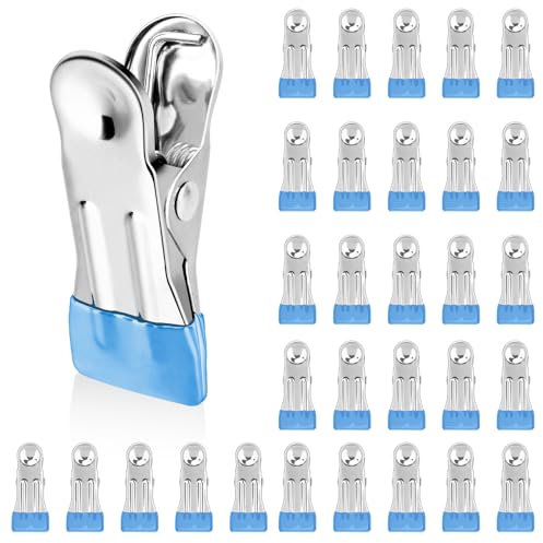 Edelstahl Wäscheklammern,30PCS Wäscheklammern Edelstahl Rostfrei rutschfeste,Multifunktionale rutschfeste Wäscheklammern,Kleine Klammern,Clips Für Kleidung,Sockenclips Für Waschmaschine,Klammer