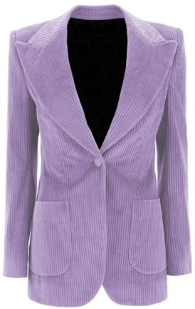 Leader of the Beauty Blazer décontracté en velours côtelé pour femme - Veste de travail - Blazer chaud pour femme, lilas, S