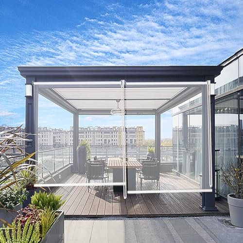 Transparente Rollos,Regenfester Durchsichtige Rollos,UV-beständiger Seitenrollo Jalousette,Wärmeisolierter Seitenzugrollo für Zuhause,Fenster,Türen,Anpassbarer Größe (W120xH130cm/W47 xH51)