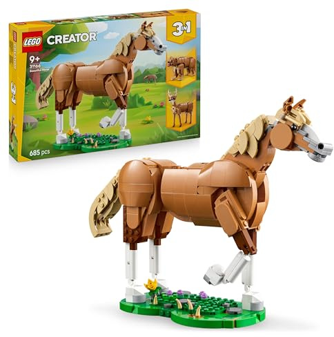 LEGO Creator 3 in 1 Cavallo Meraviglioso - Giocattolo con Animale Trasformabile in Orso o in Modello di Cervo Snodabile - Regalo Creativo per Bambine e Bambini da 9 Anni in su - 31166