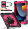 Custodie per tablet Rugged Case Compatible with iPad 9th/8th/7th Generation 10.2 Inch Case 2021/2020/2019,Heavy Duty Protective Cover with Adjustable Stand & Shoulder Strap,With Wrist Strap Kids-Frien